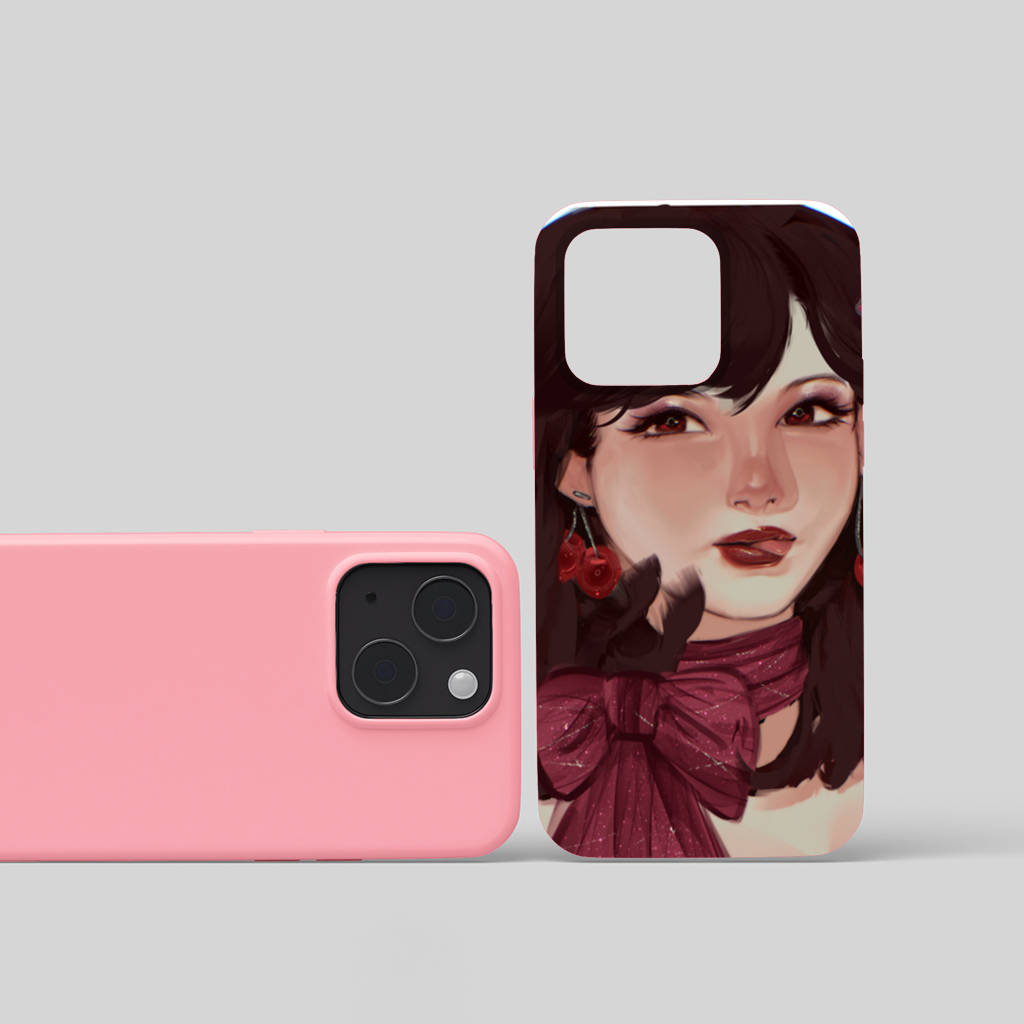 Girl with Cherry Earrings iPhone 15 Case