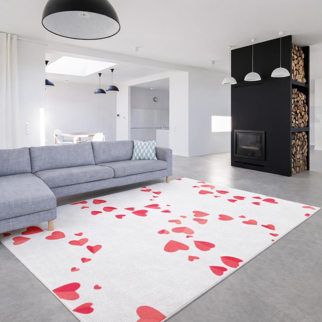Red Hearts Frame Design Living room carpet