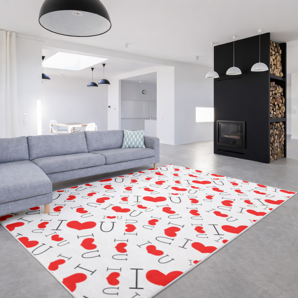 Valentines Day I Love You Heart Pattern Romantic Design Living room carpet