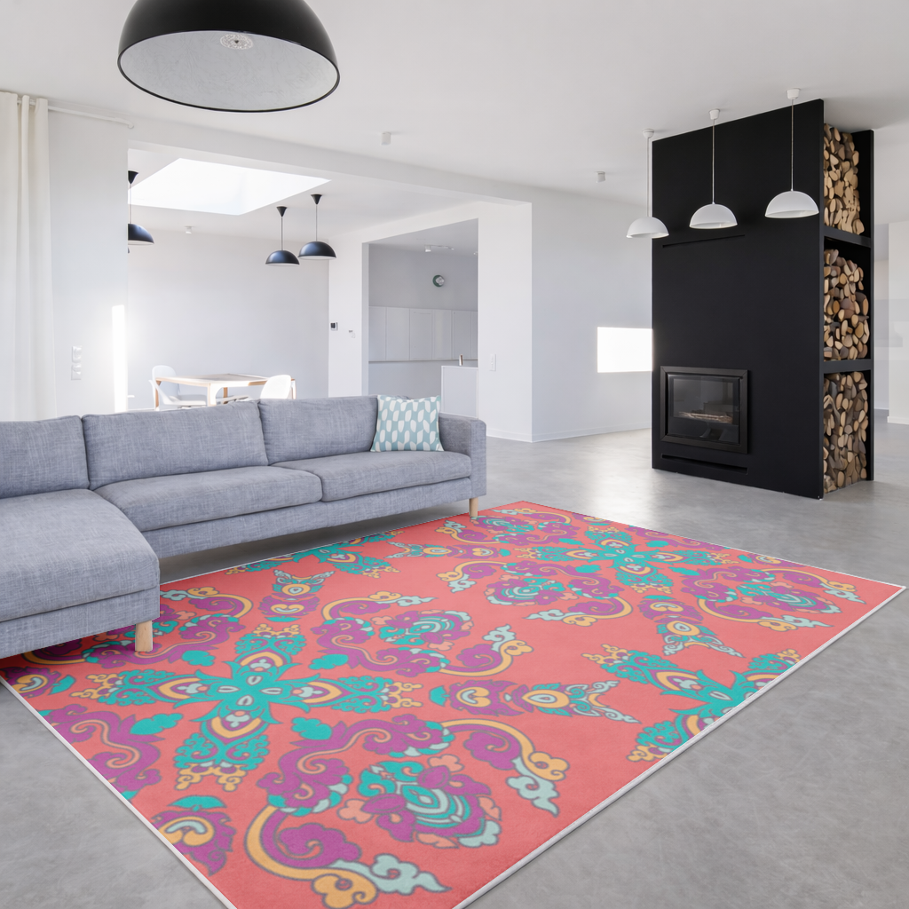 Vibrant Red Oriental Mandala Pattern Living room carpet