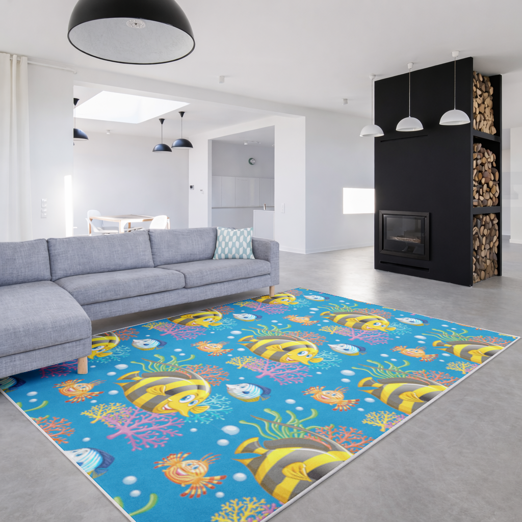 Colorful Tropical Fish and Coral Reef Pattern Living room carpet