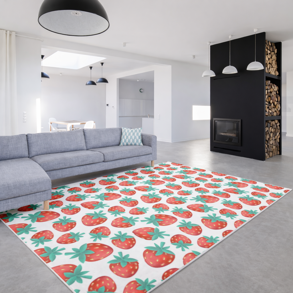 Vibrant Red Strawberry Summer Pattern Living room carpet