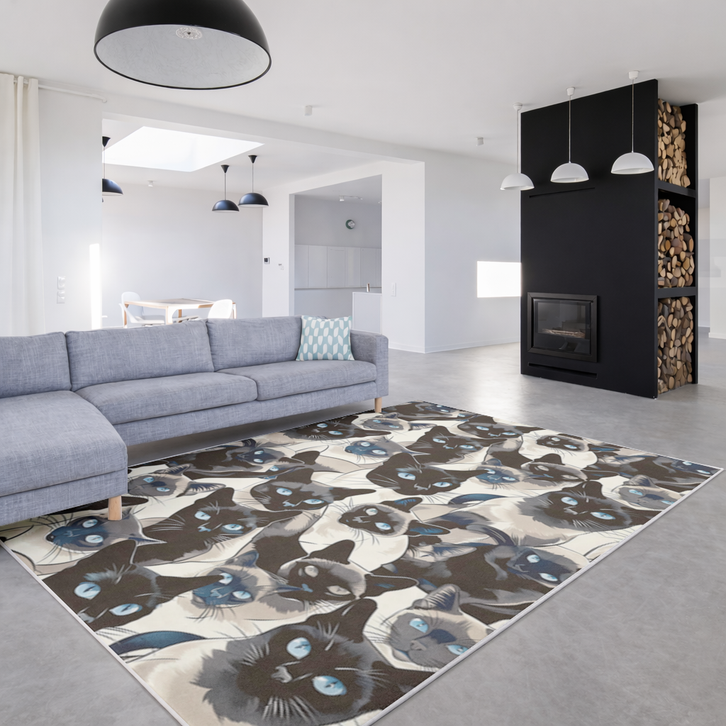 Blue Eyed Siamese Cat Elegant Illustration Pattern 