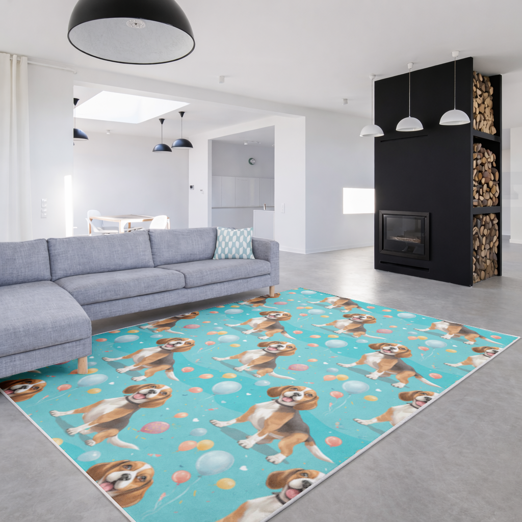 Cute Beagle Dog and Colorful Balloons Seamless Pattern 