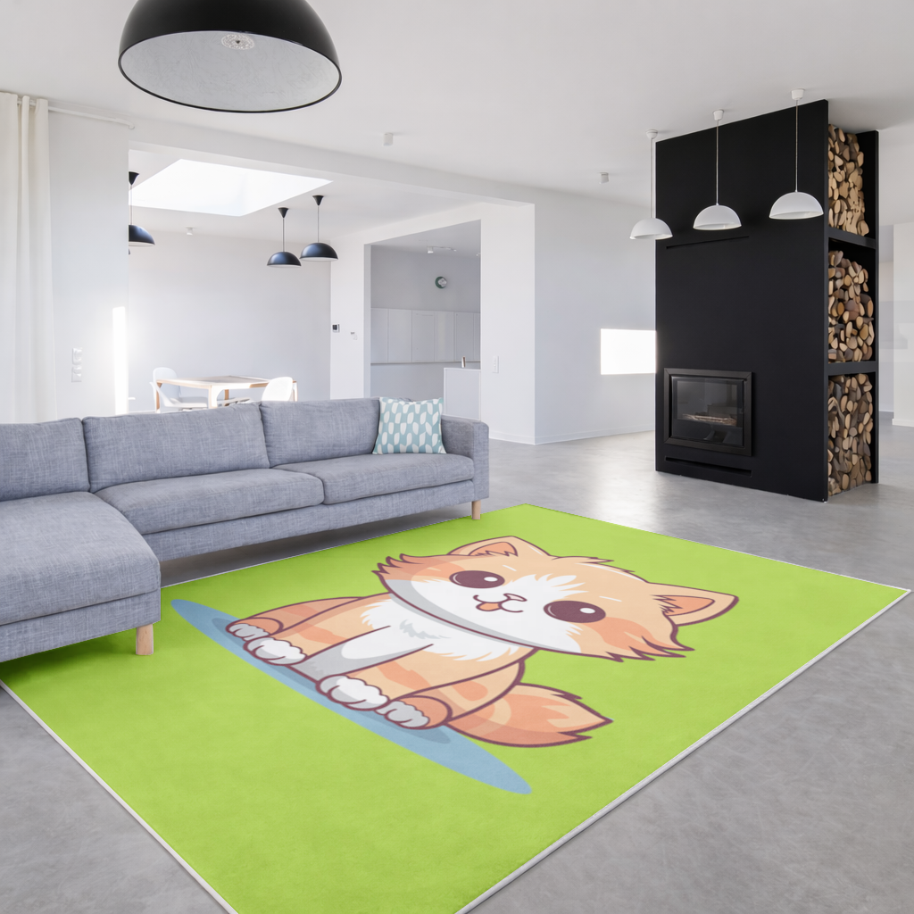 Cute Orange Cat Illustration Living room carpet