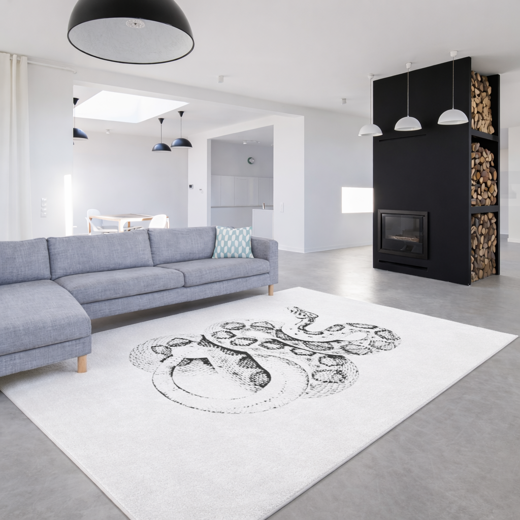 Detailed Vintage Rattlesnake Illustration Living room carpet