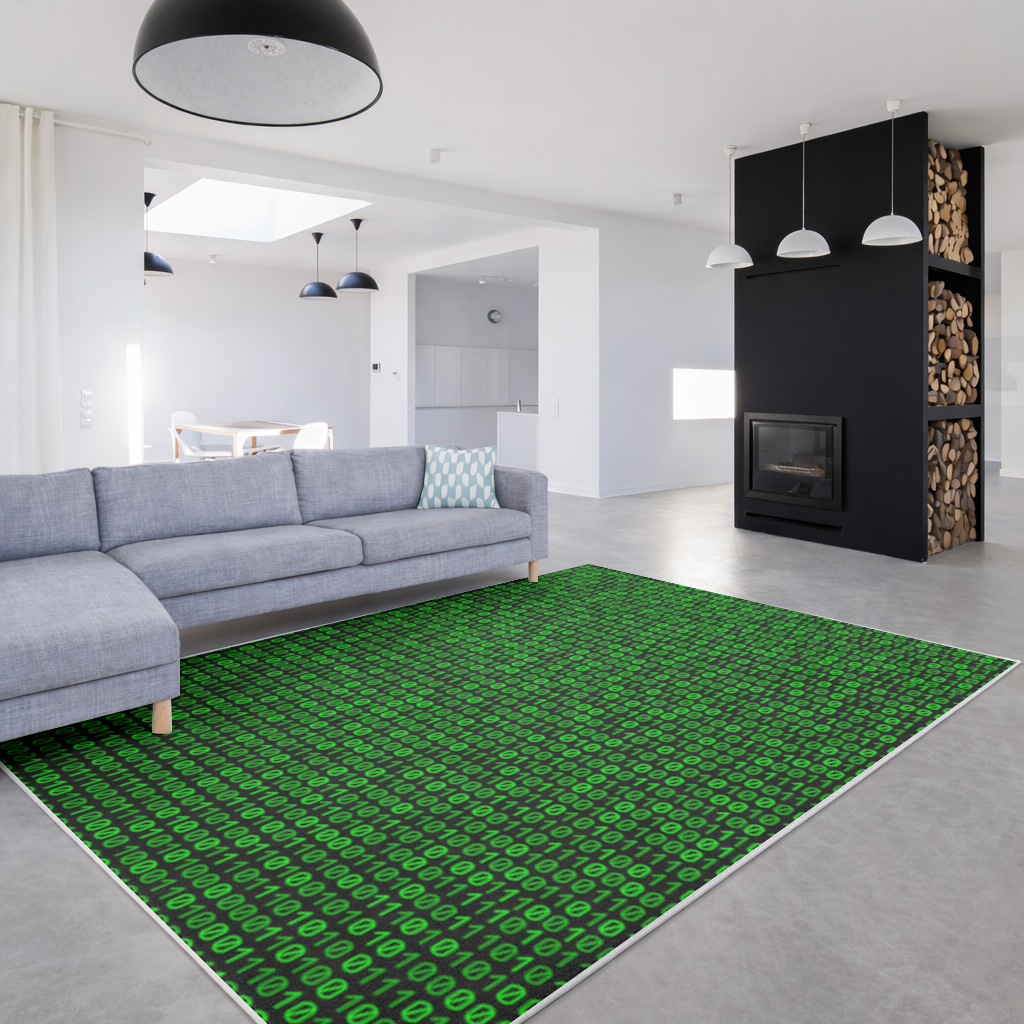Matrix Style Digital Binary Code Background Living room carpet