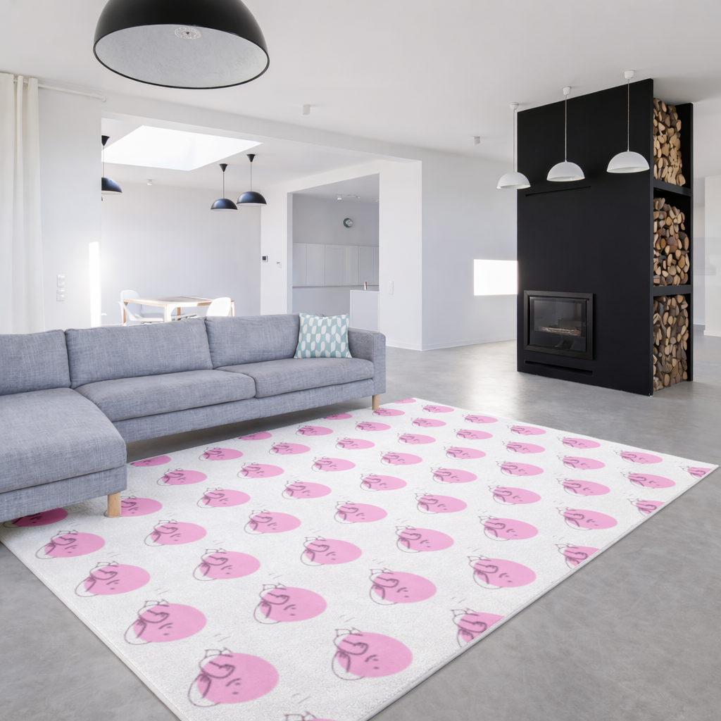 Cute Pink Lying Character Illustration Living room carpet