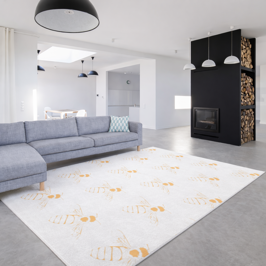 Minimal Orange Bee Illustration Living room carpet