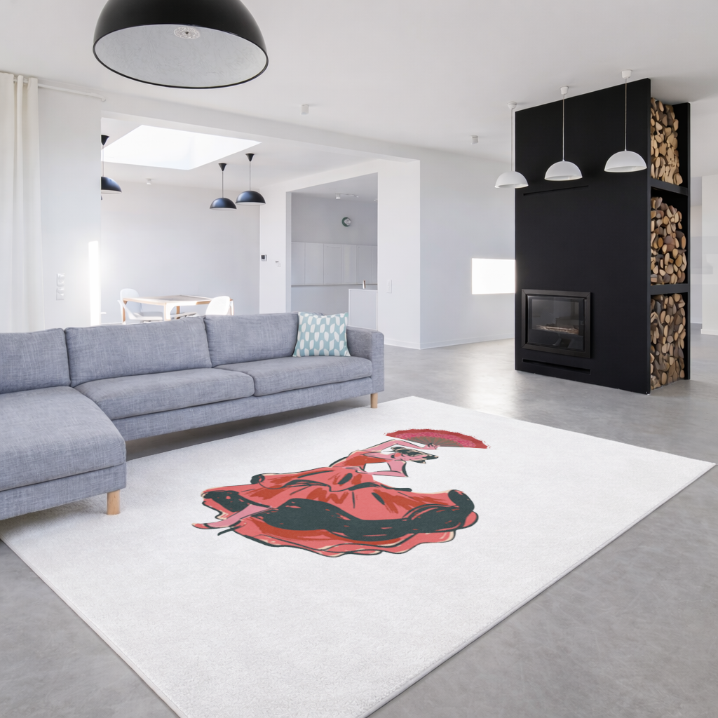 Flamenco Dancer with Fan Illustration Living room carpet