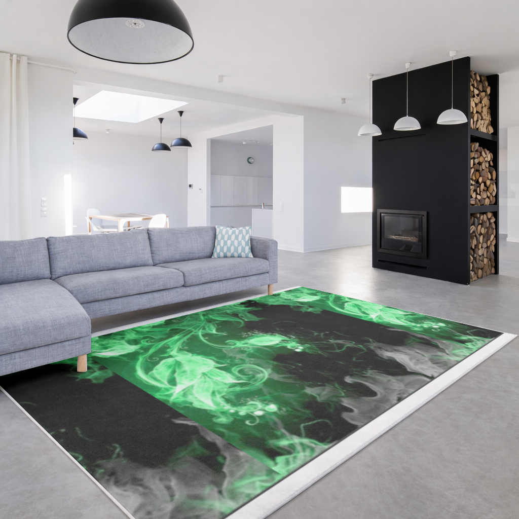 Green and black smokes Living room carpet