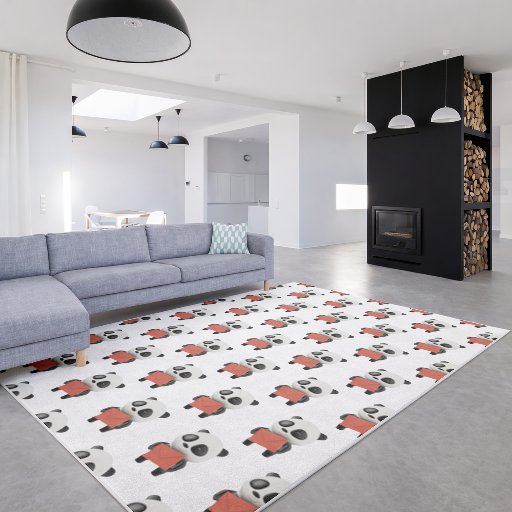 Happy Panda Character Holding Red Envelope Living room carpet