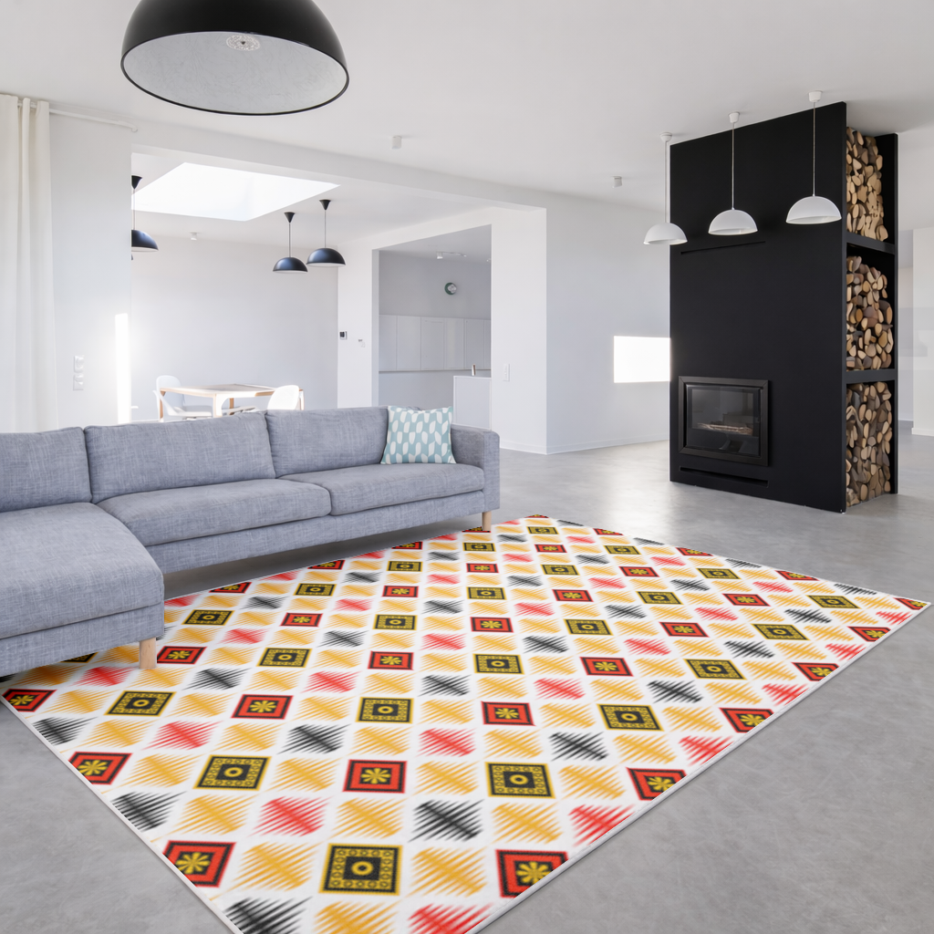 Canlı Etnik Geometrik Motif Salon Halısı