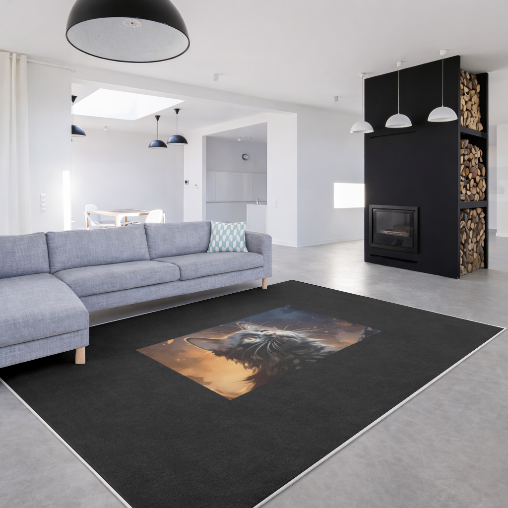 Black Cat Digital Art Living room carpet