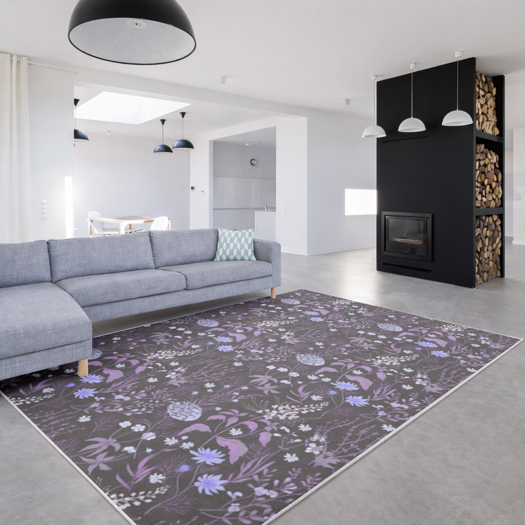 Purple Gothic Botanical Living room carpet
