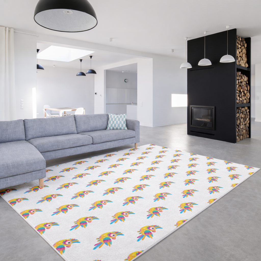 Vibrant Tropical Parrot Folk Living room carpet