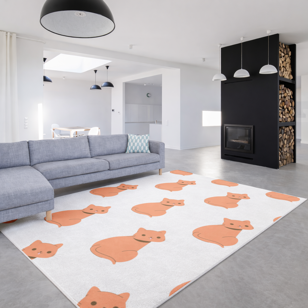 Kawaii Orange Cat Blep Living room carpet