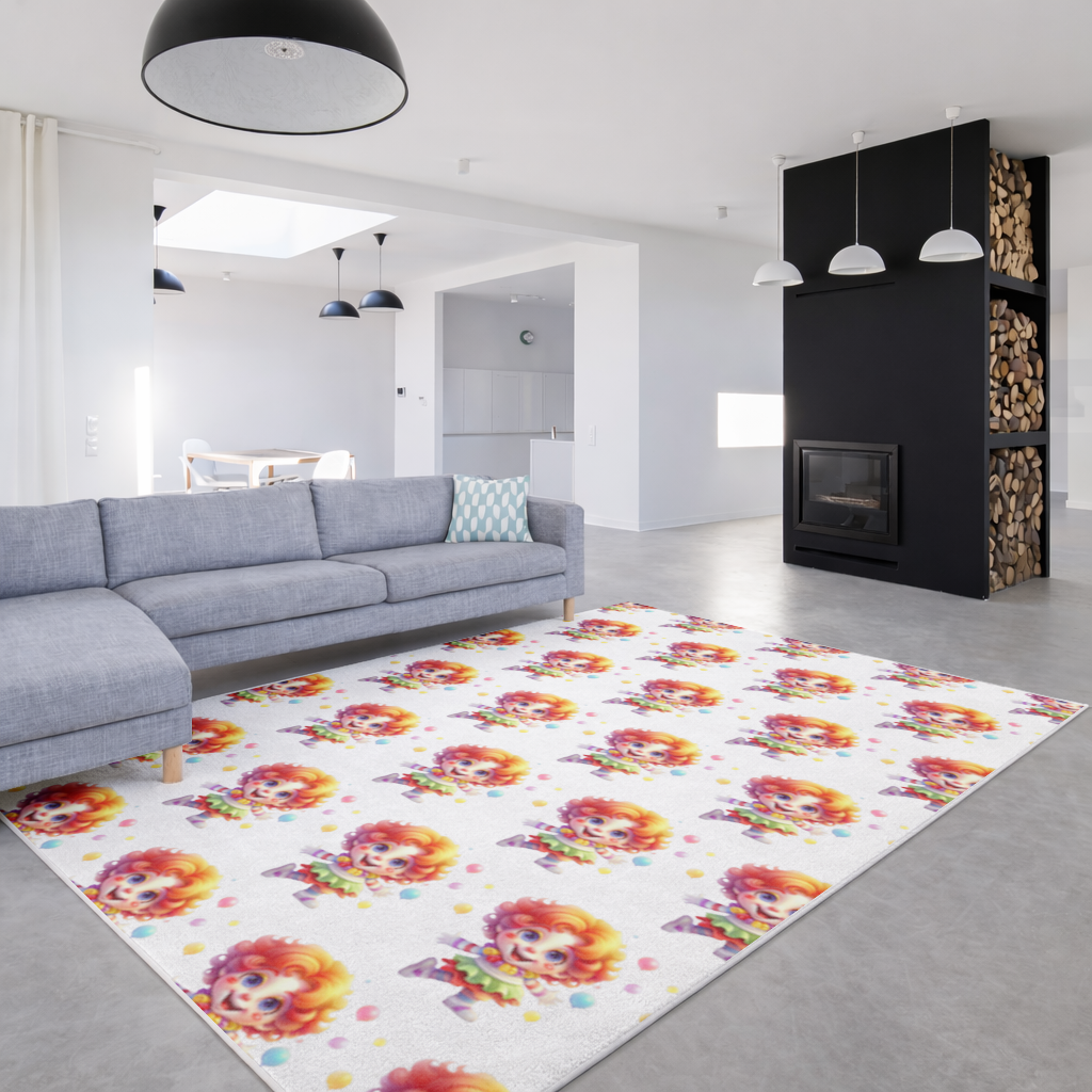 Cute Rainbow Hair Happy Clown Living room carpet