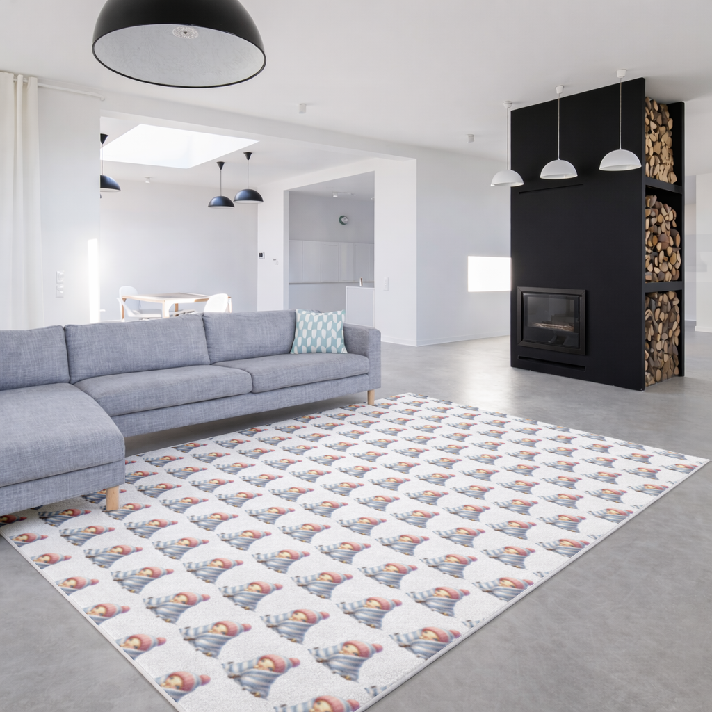 Kawaii Baby Bee in Pink Beanie Living room carpet