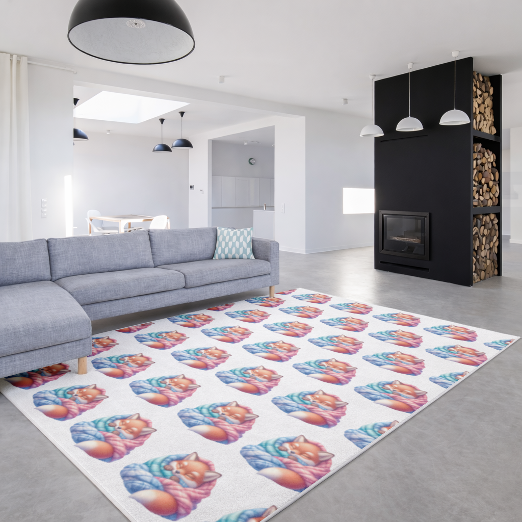 Sleeping Fox Knitted Blanket Living room carpet