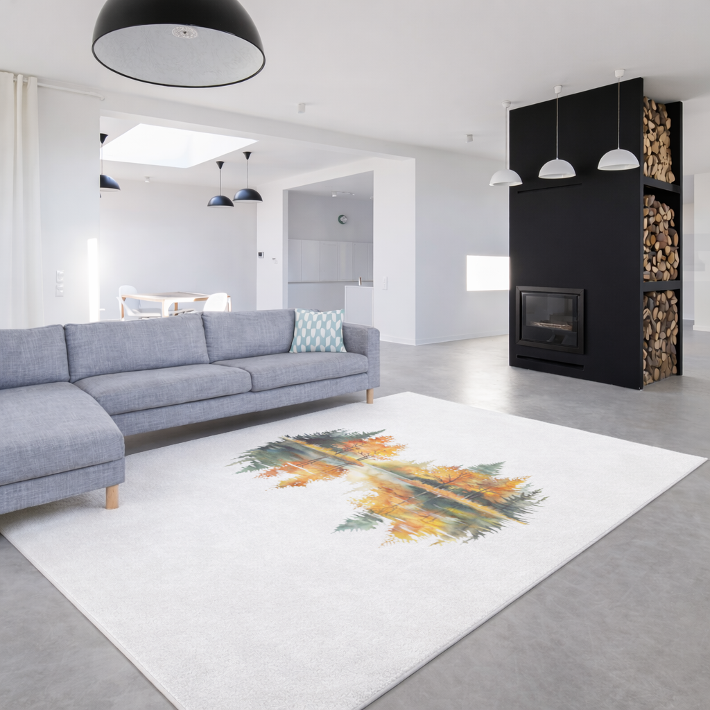 Autumn Forest Lake Reflection Living room carpet