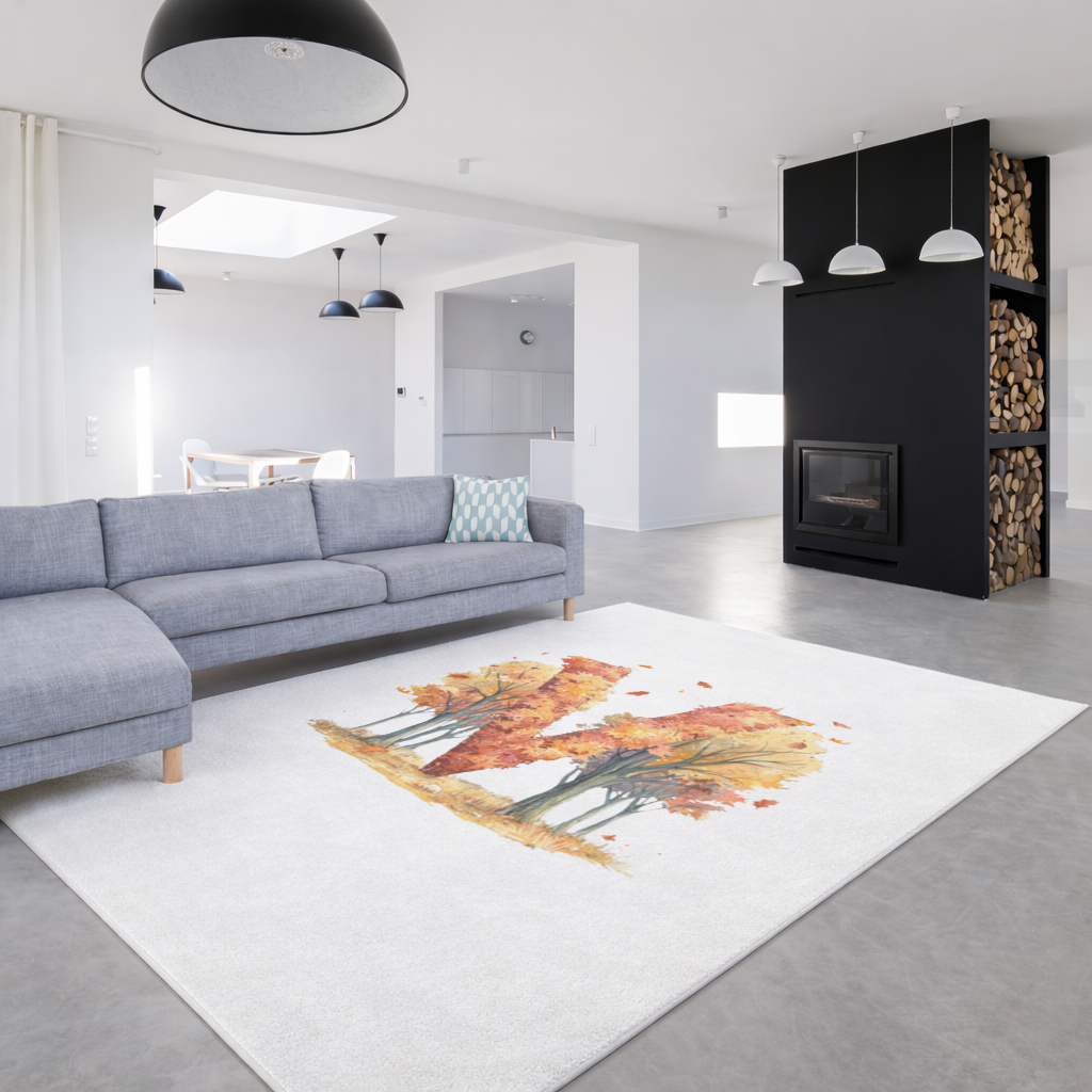 Orange Autumn Forest Letter M Living room carpet