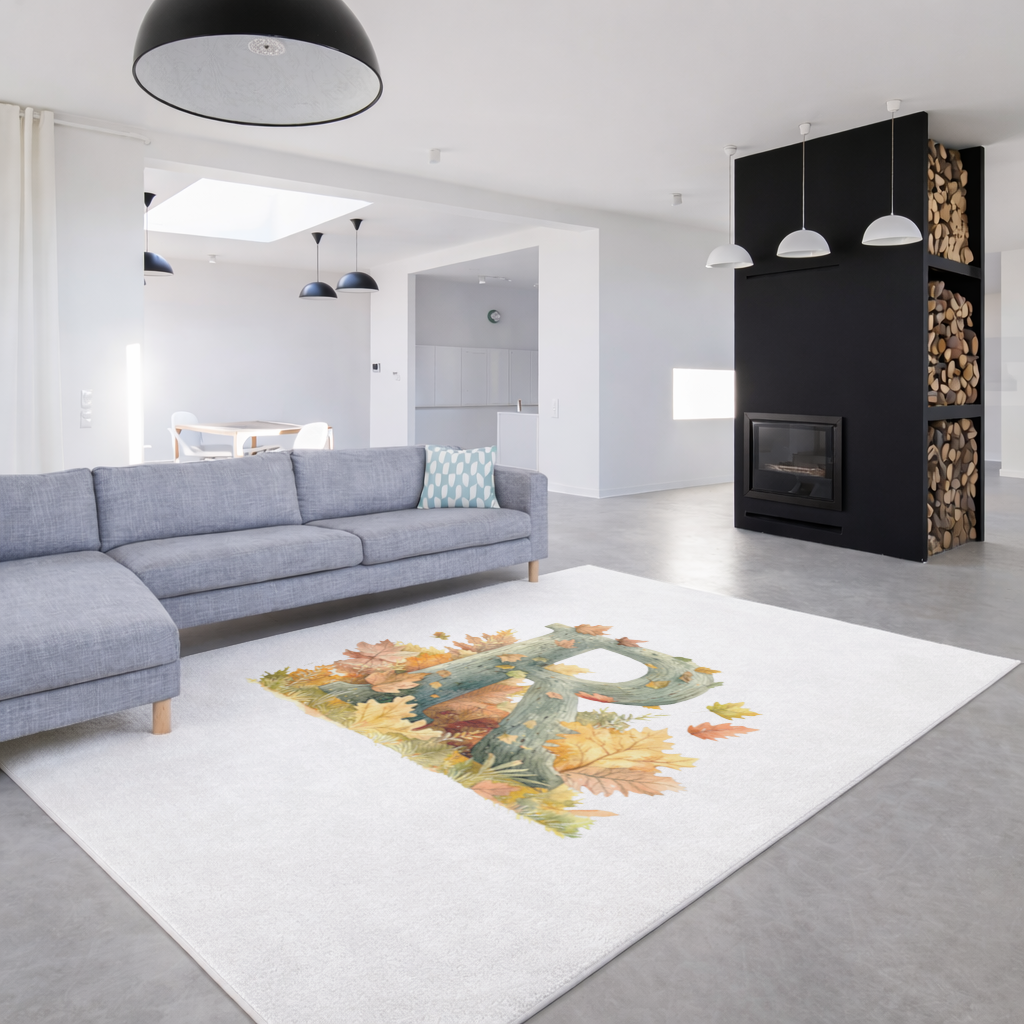 Autumn Letter R with Fall Leaves Living room carpet