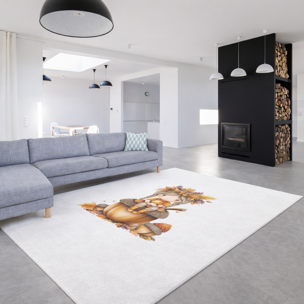 Mantar Tutan Meşe Palamudu Kızı Salon Halısı