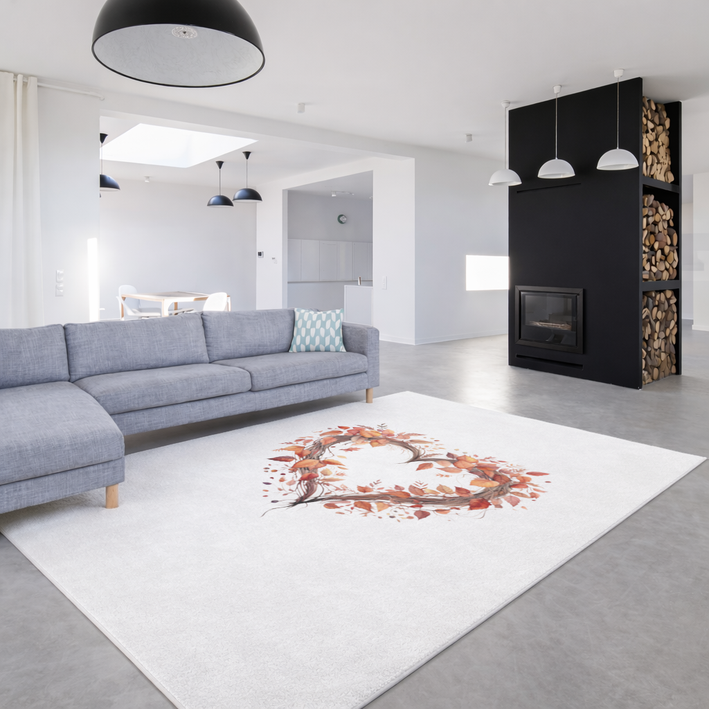 Autumn Leaves Heart Wreath Living room carpet