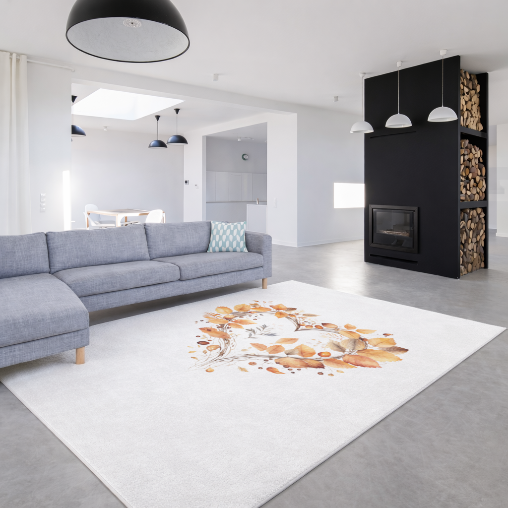 Orange Autumn Leaves Heart Living room carpet