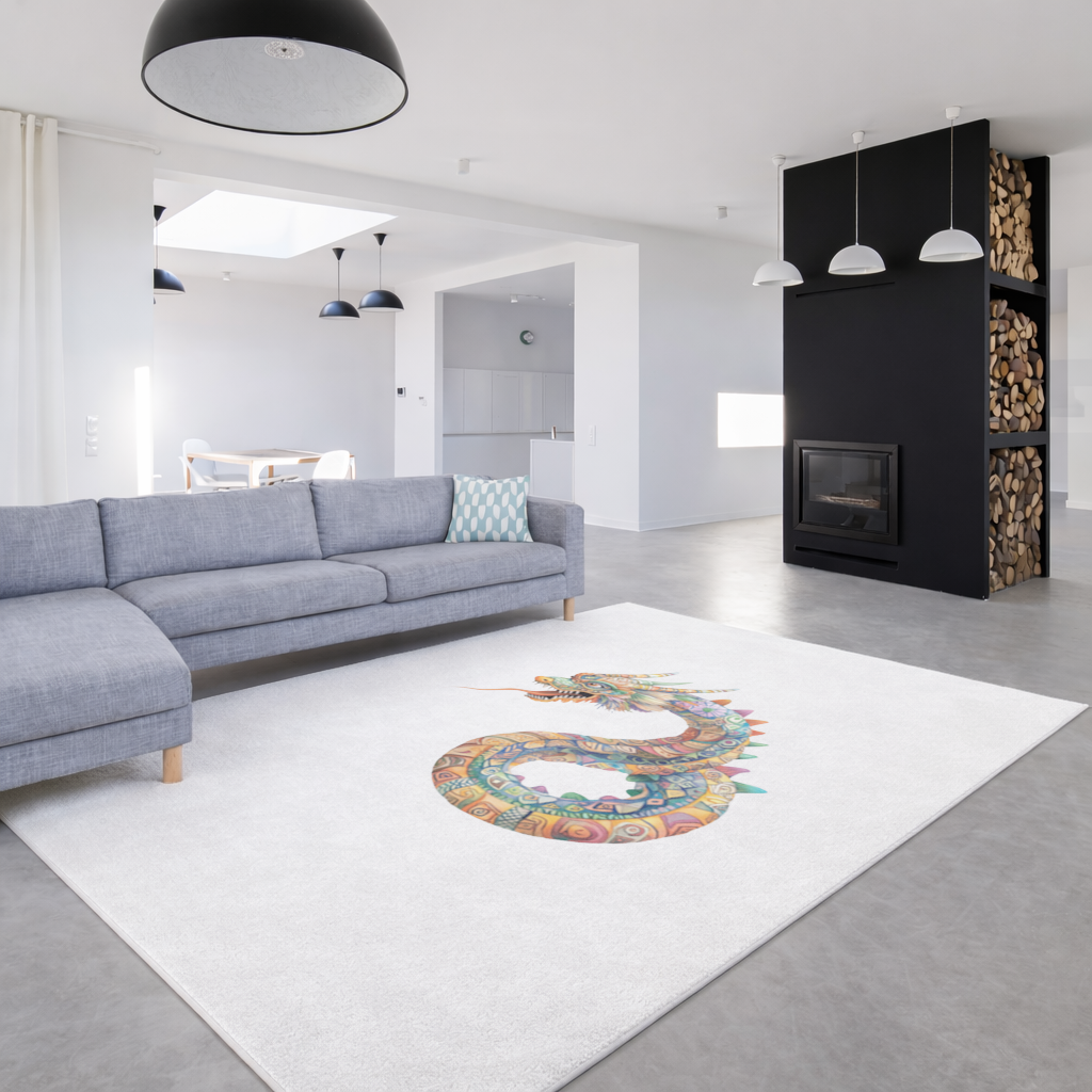 Renkli Mozaik Çin Ejderhası Salon Halısı