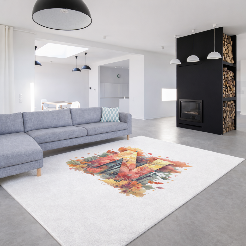 Sonbahar Yapraklı N Harfi Salon Halısı