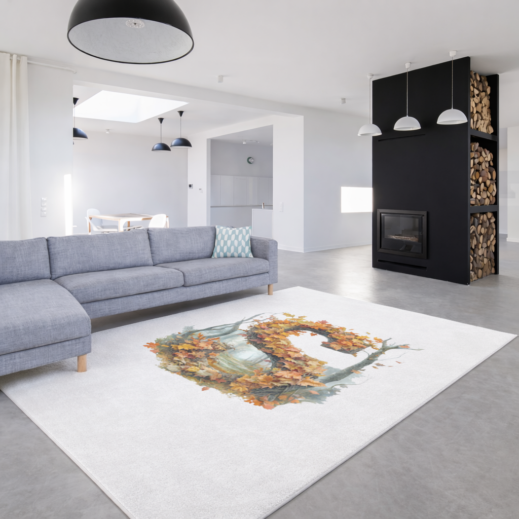 Autumn Maple Leaf Letter S Living room carpet