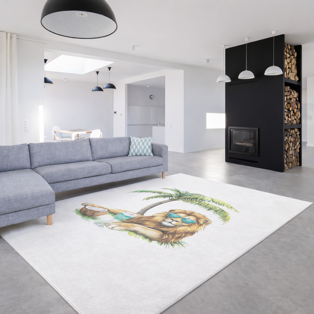 Summer Vibe Lion Under Palm Tree Living room carpet