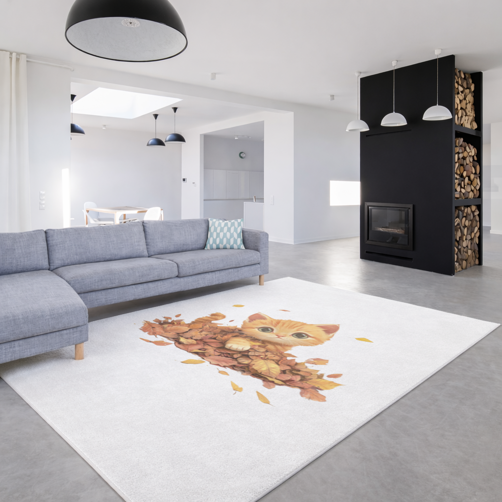 Ginger Kitten in Autumn Leaves 