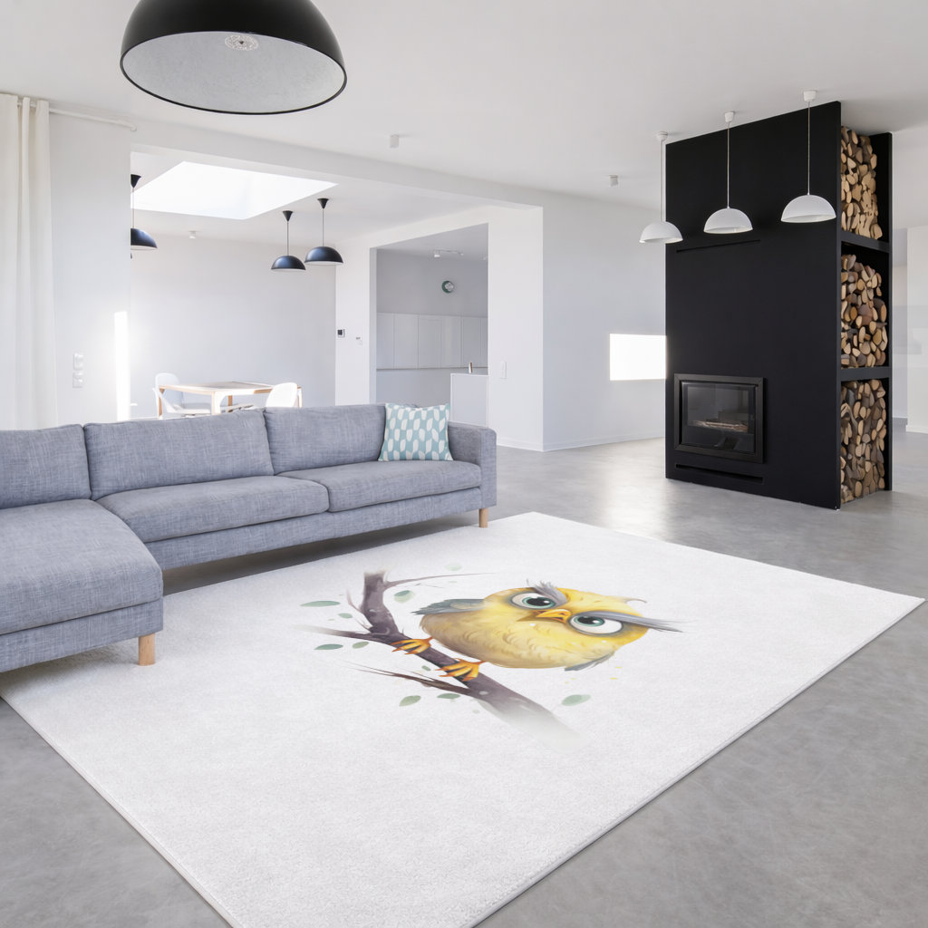 Grumpy Yellow Owl Living room carpet
