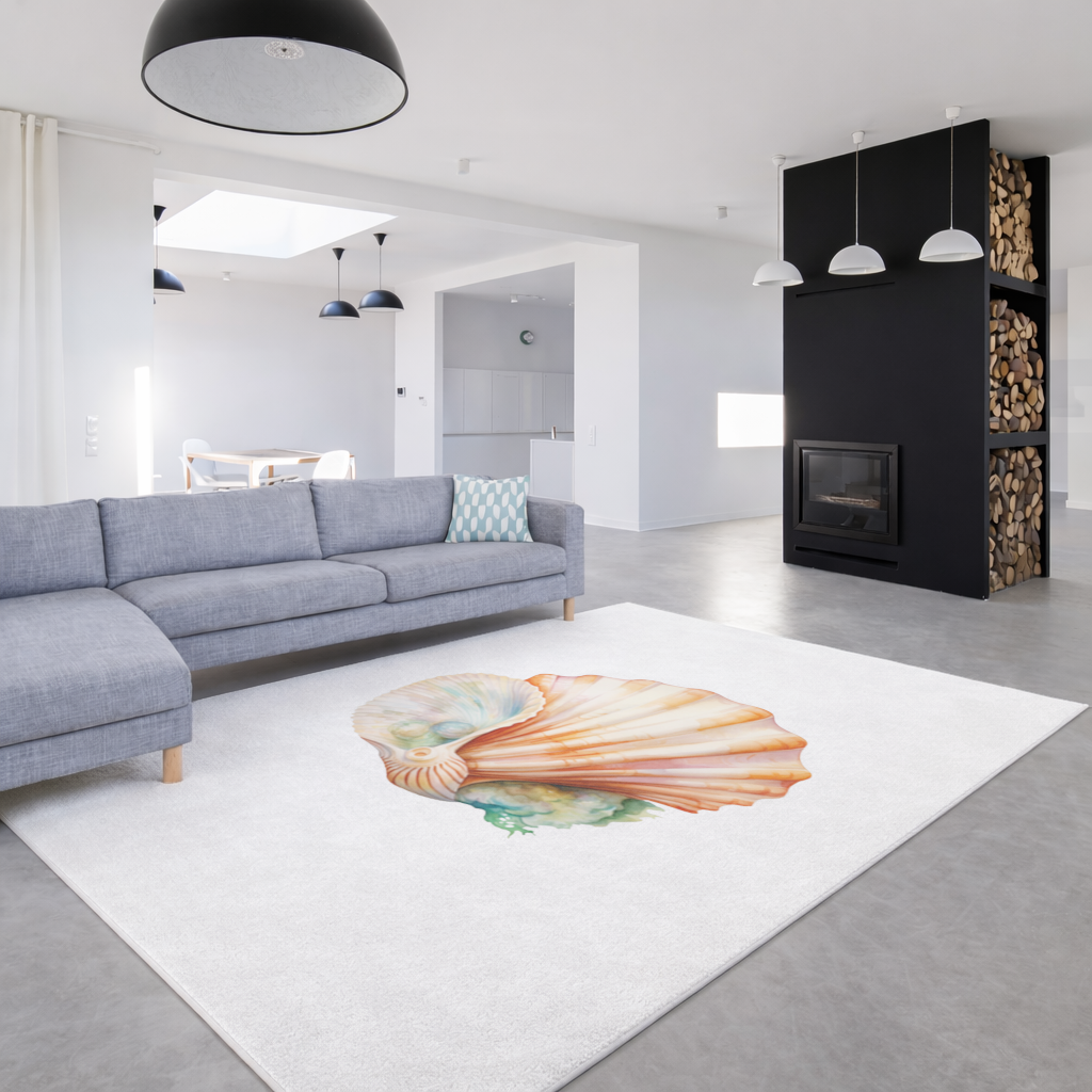 Iridescent Pearls in Orange Scallop Seashell 