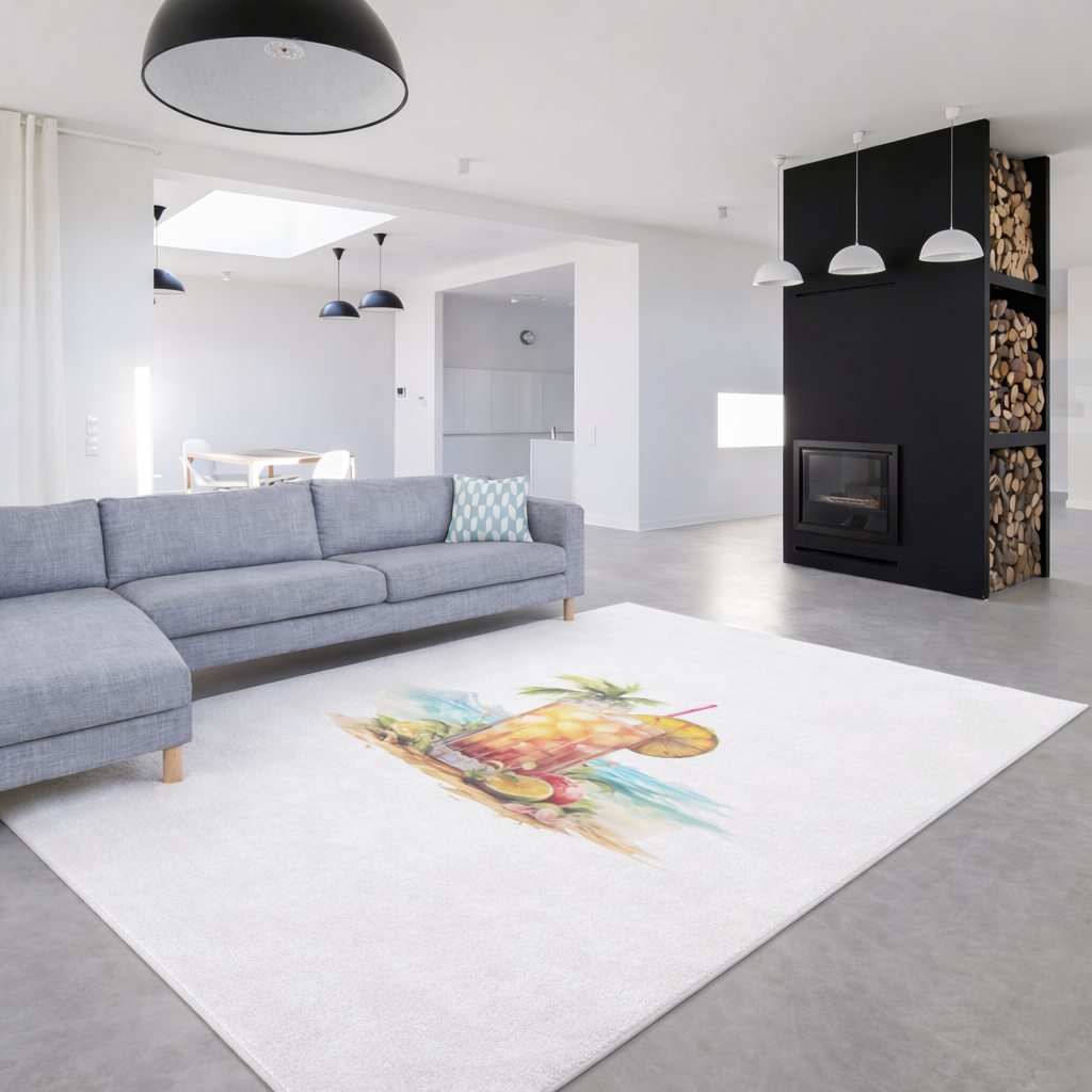 Tropical Island Beach Cocktail with Fruit Living room carpet