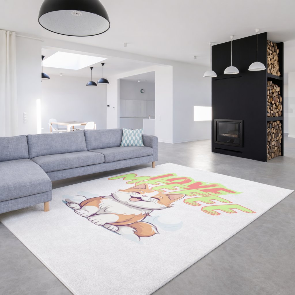 Sevimli Turuncu Kedi Love Me Salon Halısı