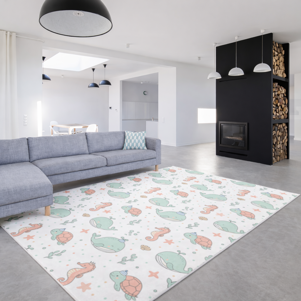 Cute Sea Animals Pattern Living room carpet