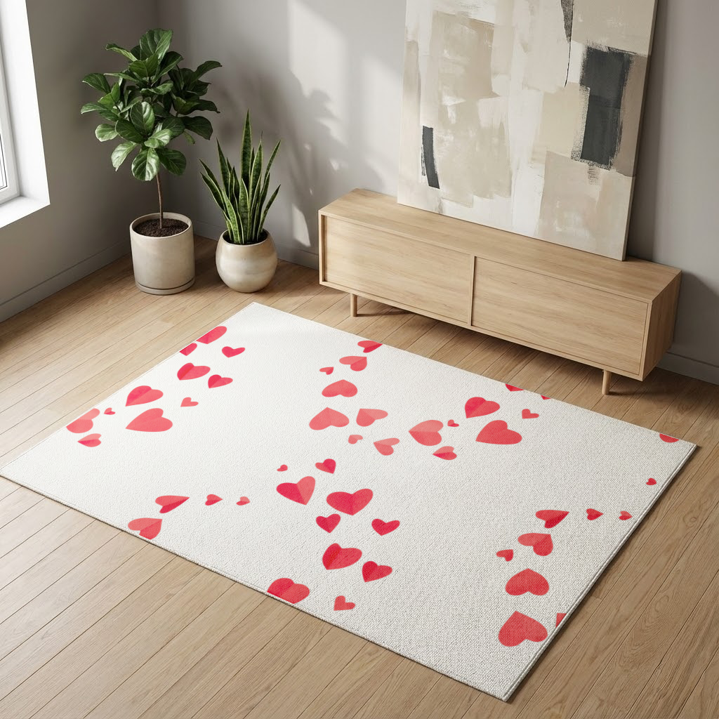 Red Hearts Frame Design Living room carpet