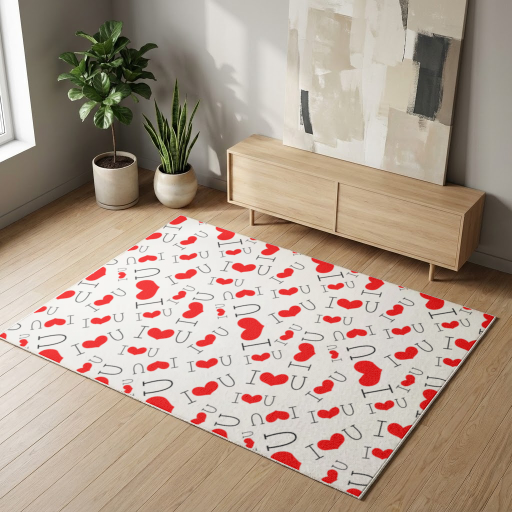 Valentines Day I Love You Heart Pattern Romantic Design Living room carpet