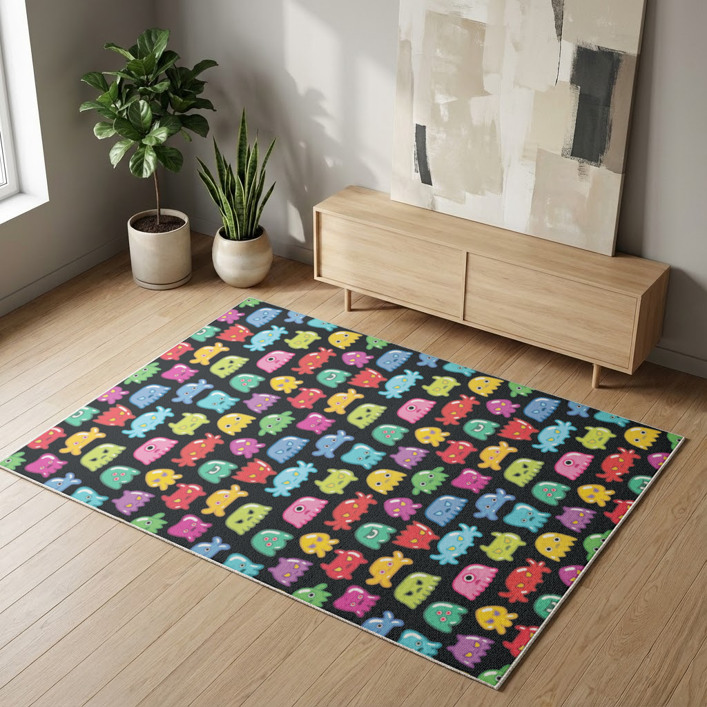 Cute Colorful Monsters Seamless Pattern Living room carpet
