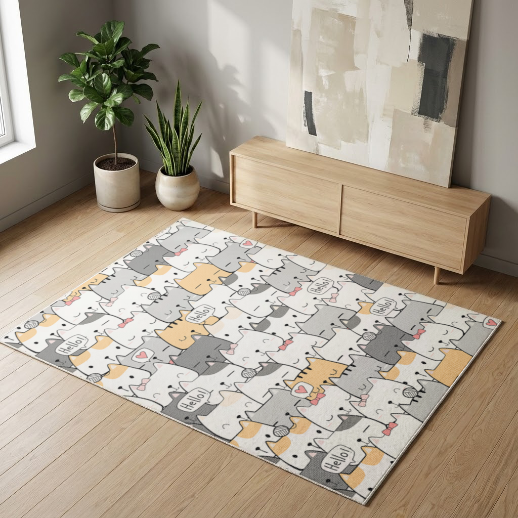 Cute Cartoon Cats Pattern with Speech Bubbles 