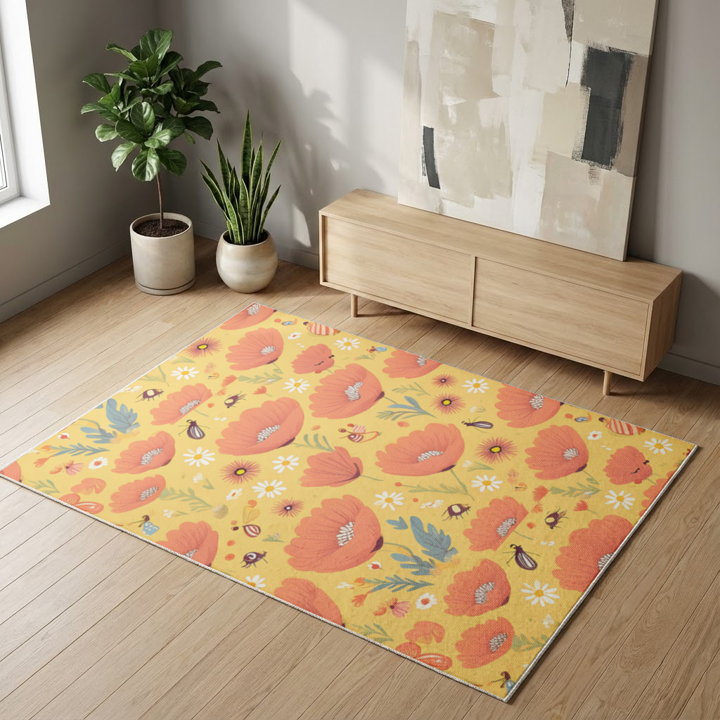 Floral  Insect Pattern  Colorful Design Living room carpet