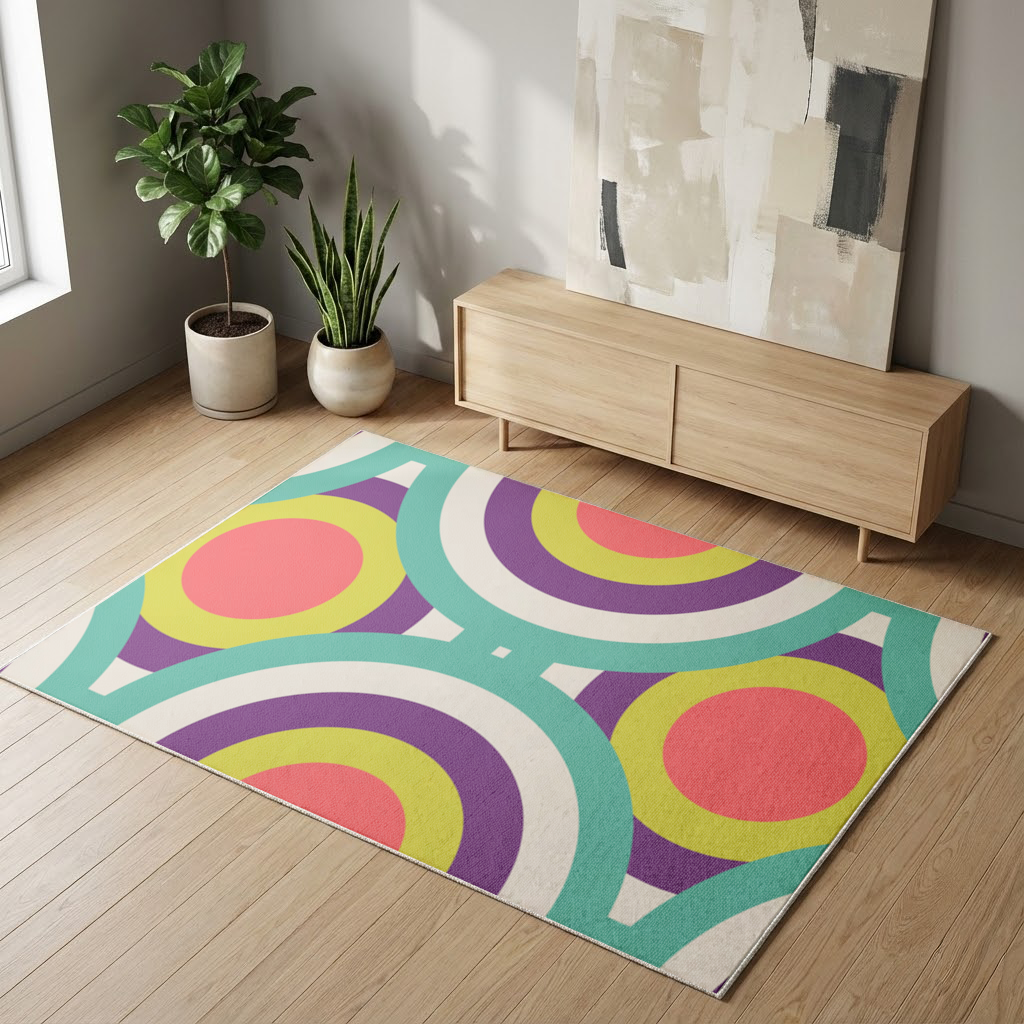 Colorful Geometric Circle Pattern Living room carpet