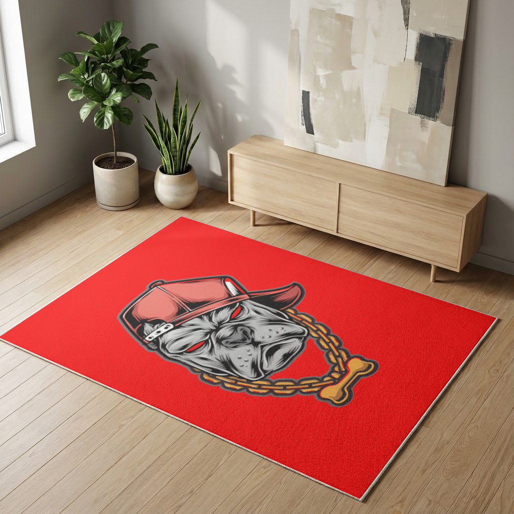 Hip Hop Style Gangster Dog Illustration Living room carpet