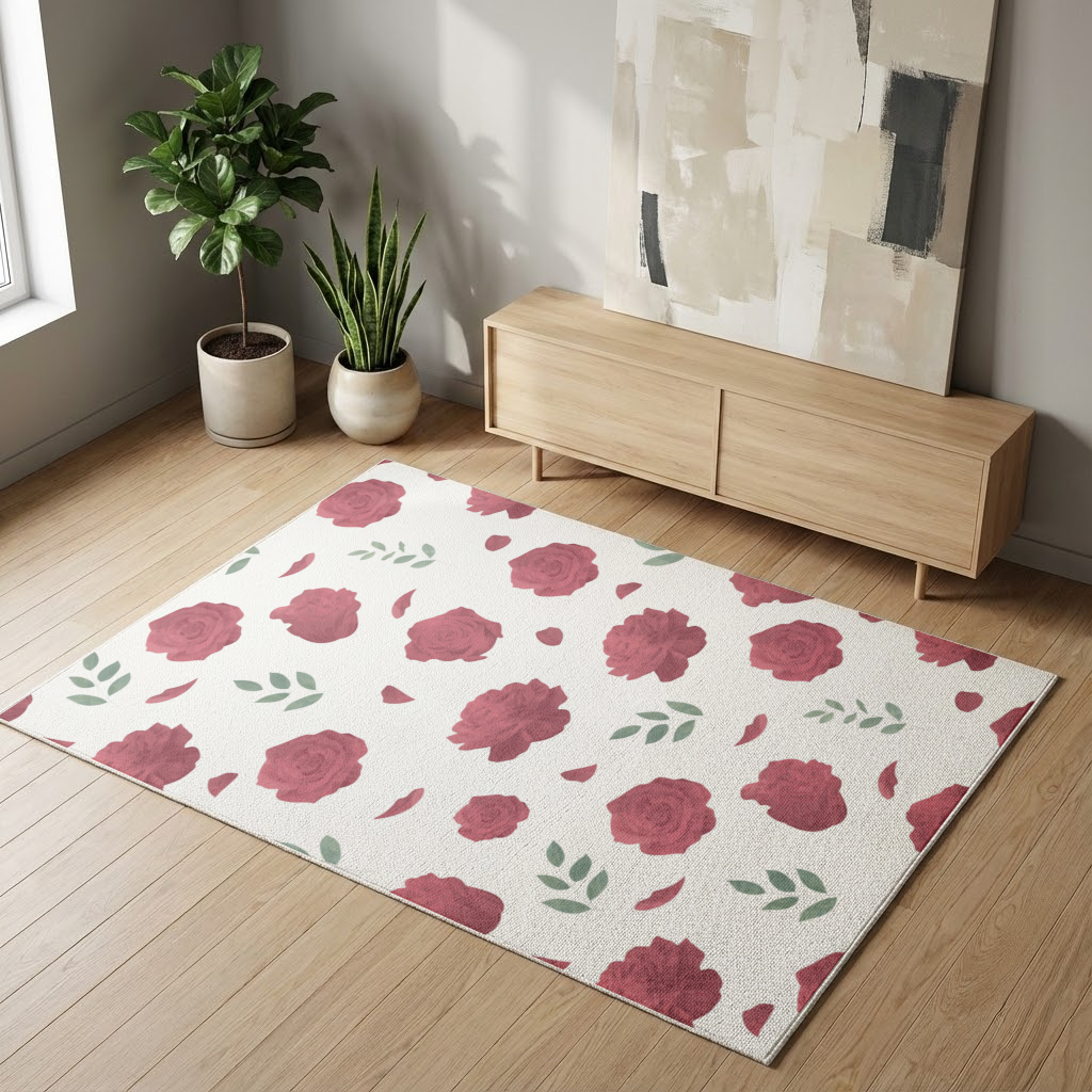 Red Rose and Leaf Romantic Seamless Pattern 