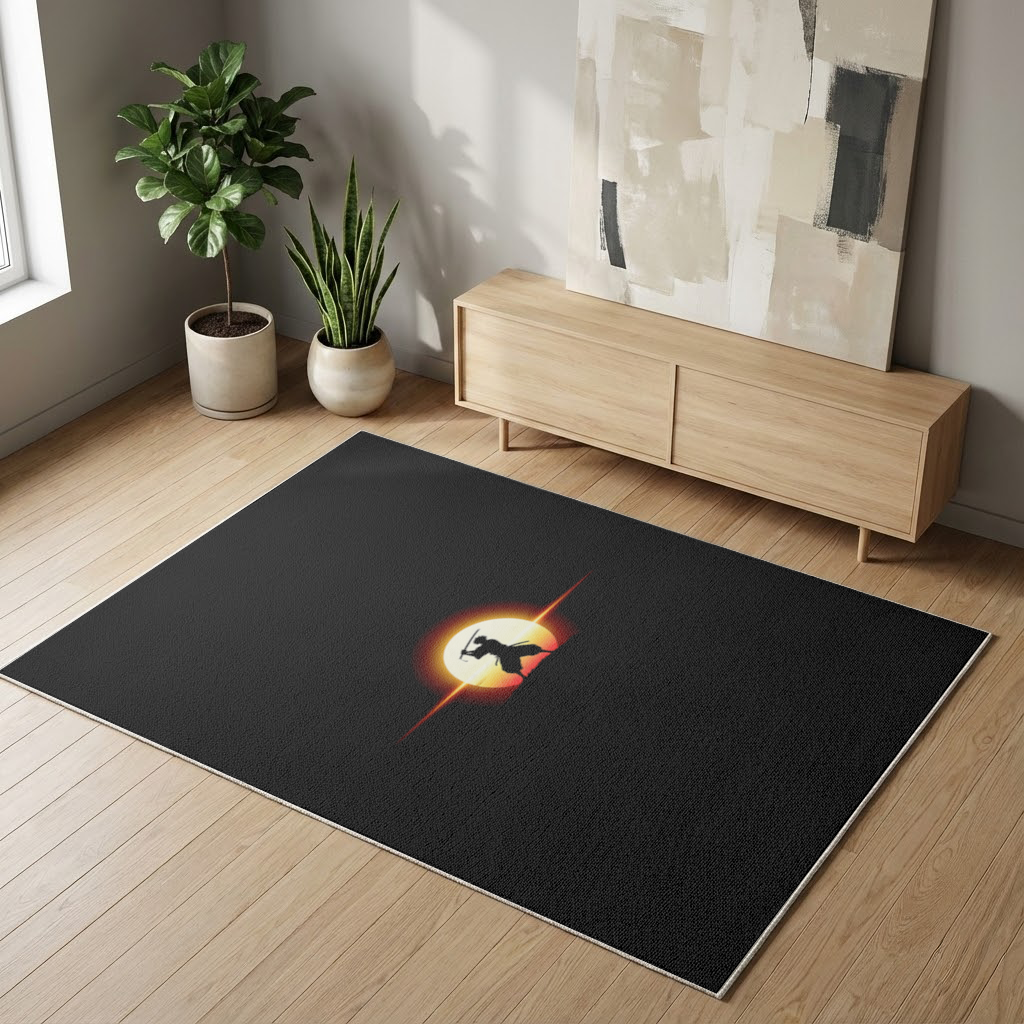 Samurai Silhouette Under the Rising Sun Honor and Strength Living room carpet