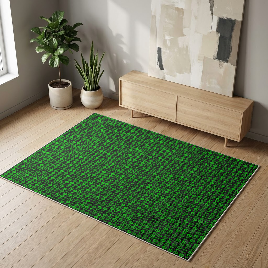 Matrix Style Digital Binary Code Background Living room carpet